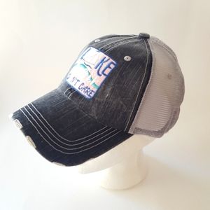 New Lake hair don't care distressed trucker hat